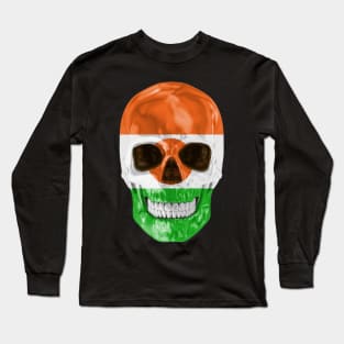 Niger Flag Skull - Gift for Nigerien With Roots From Niger Long Sleeve T-Shirt